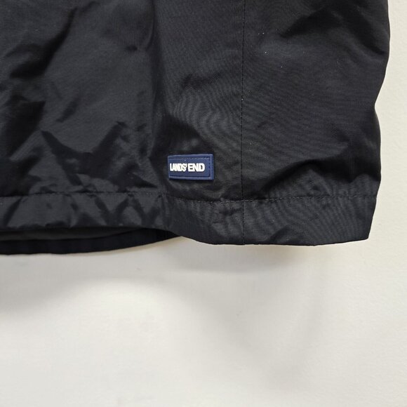 Lands End Women’s Size XL/T Black Hooded Double Zipper Long Coat 100% Nylon - Picture 6 of 10